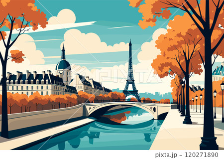 Digital illustration of Paris cityscape Digital illustration of Paris cityscape 120271890