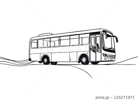Black and White Modern Bus Vector Illustration Black and White Modern Bus Vector Illustration 120271971