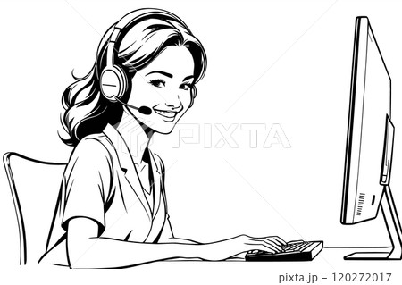 Smiling Female Customer Service Representative at Workstation Smiling Female Customer Service Representative at Workstation 120272017