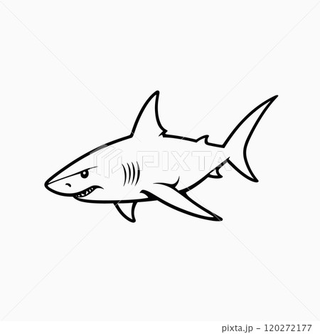 Minimalist Line Art of a Shark in Motion 120272177