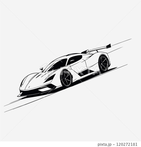 Minimalist Line Art of a Sleek Sports Car in Motion 120272181