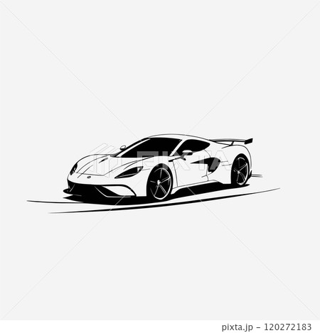 Minimalist Line Art of a Sleek Sports Car in Motion 120272183