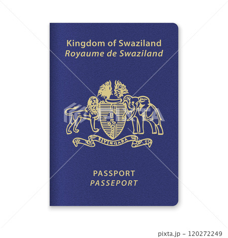 Eswatini Passport Cover with Gold Emblem and Text 120272249