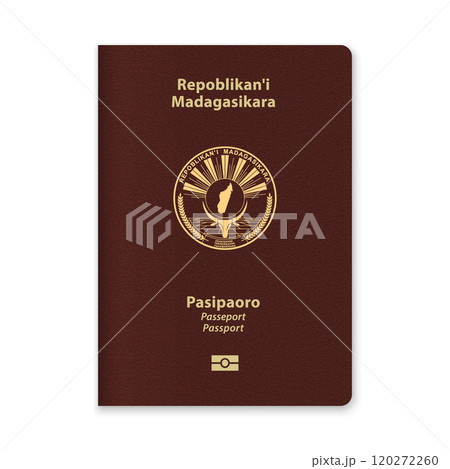 Madagascar Passport Cover with Gold Emblem and Text 120272260