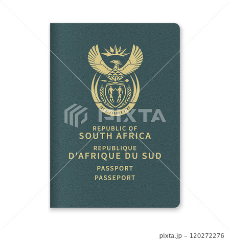 South Africa Passport Cover with Gold Emblem and Text 120272276