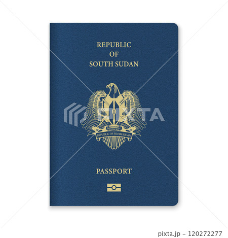 South Sudan Passport Cover with Gold Emblem and Text South Sudan Passport Cover with Gold Emblem and Text 120272277