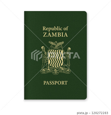 Zambia Passport Cover with Gold Emblem and Text 120272283