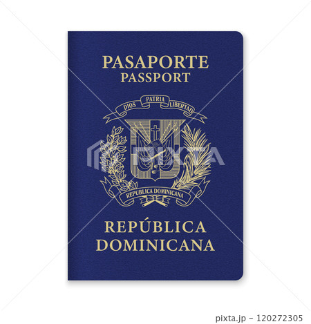 Dominican Republic Passport Cover with Gold Emblem and Text 120272305