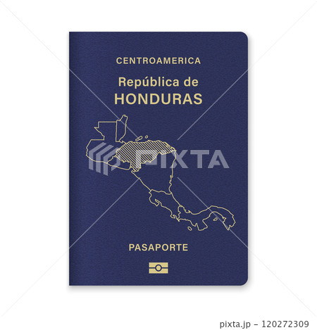 Honduras Passport Cover with Gold Emblem and Text Honduras Passport Cover with Gold Emblem and Text 120272309