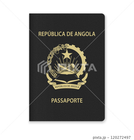Angola Passport Cover with Gold Emblem and Text Angola Passport Cover with Gold Emblem and Text 120272497