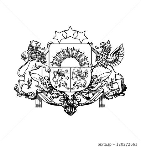 National Emblem of Latvia, Black and White Coat of Arms 120272663