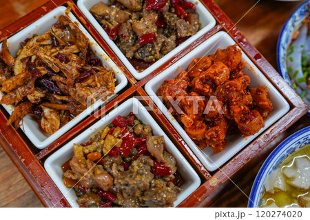 Chinese spicy appetizers on the table 120274020