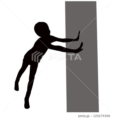 a boy hiding behind wall, body silhouette vector 120274300