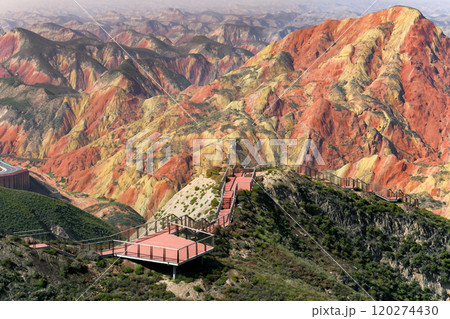 Rainbow hills scenic area of Zhangye National Geopark in Zhangye town, Gansu, China 120274430