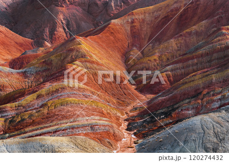 Rainbow hills scenic area of Zhangye National Geopark in Zhangye town, Gansu, China 120274432