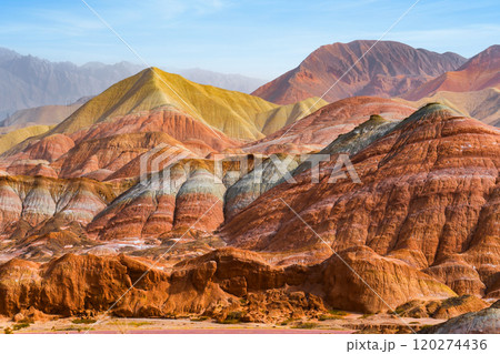 Rainbow hills scenic area of Zhangye National Geopark in Zhangye town, Gansu, China 120274436
