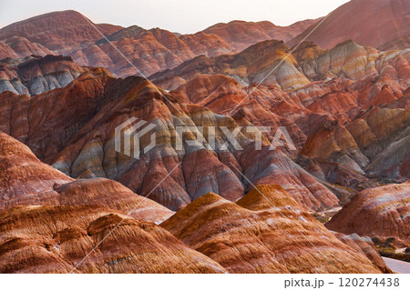 Rainbow hills scenic area of Zhangye National Geopark in Zhangye town, Gansu, China 120274438