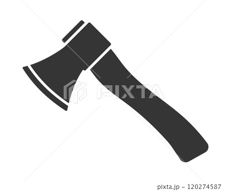 Wooden axe icon symbol shape. Forestry axe tool logo sign. Vector illustration image. Isolated on white background. 120274587