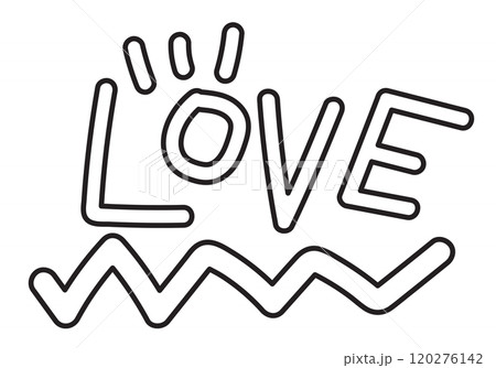 Outline of LOVE letters for Valentine's Day, font, typography, text, message, cute patches, shirt print, brooch, girl power, sticker, sign, label, wedding card, kid colouring book, art, painting, ads 120276142