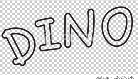 DINO letter outline for kid colouring book, art subject, painting, sticker, tattoo, decoration, social media post, font, typography, text, message, animal, amusement park, shirt print, kids, children 120276146