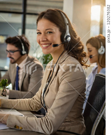 インカムで話すビジネスウーマン 120276382