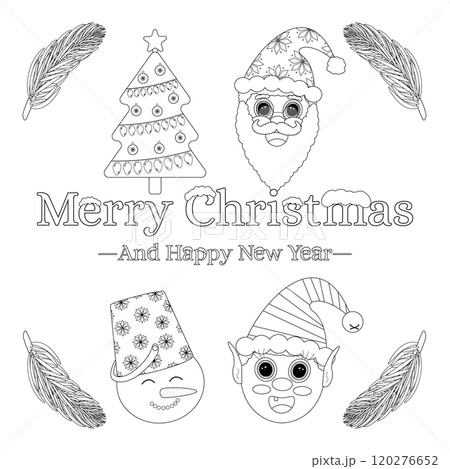 Christmas and New Year Coloring Greeting Design Christmas and New Year Coloring Greeting Design 120276652