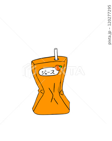 潰された紙パックのオレンジジュース　オレンジ　飲み物　ゴミ　潰した　ジュース　 120277295