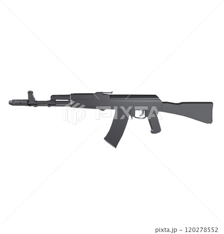 Black assault rifle displayed against a white background Black assault rifle displayed against a white background 120278552