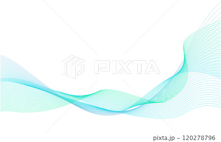 ゆらゆら流れる抽象的な波の背景イメージ 素材 水色 120278796