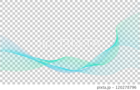 ゆらゆら流れる抽象的な波の背景イメージ 素材 水色 120278796