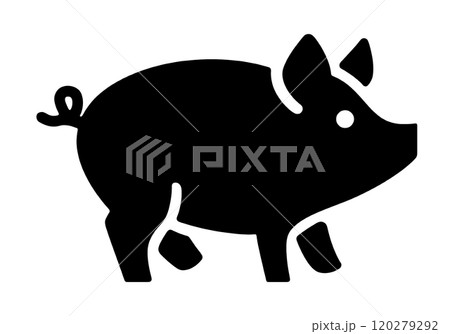 豚のシンプルなシルエットアイコンイラスト 透過背景の切り抜き 豚のシンプルなシルエットアイコンイラスト 透過背景の切り抜き 120279292