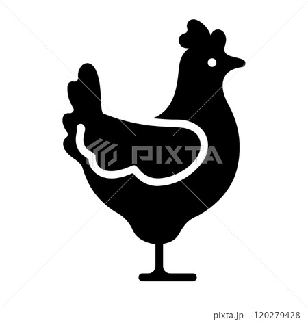 鶏のシンプルなシルエットアイコンイラスト 透過背景の切り抜き 鶏のシンプルなシルエットアイコンイラスト 透過背景の切り抜き 120279428