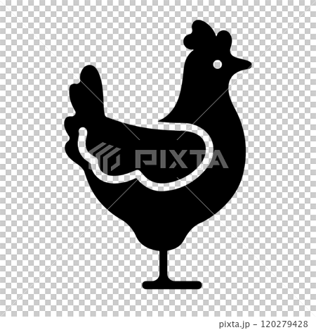 鶏のシンプルなシルエットアイコンイラスト 透過背景の切り抜き 鶏のシンプルなシルエットアイコンイラスト 透過背景の切り抜き 120279428