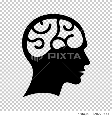 Brain silhouette icon illustration, transparent background cutout 120279433