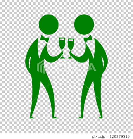 ワイングラスを持って乾杯をしている人のピクトグラム風イラスト 透過背景の切り抜き ワイングラスを持って乾杯をしている人のピクトグラム風イラスト 透過背景の切り抜き 120279519