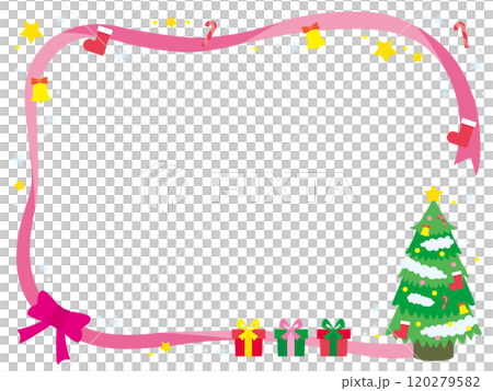 リボンで囲われたかわいいクリスマスのフレーム 120279582