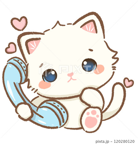 cat phone call Hand drawn illustration Valentines day style white kawaii cat kitty kitten pastel color isolated on transparent background, perfect for valentines day gifts, nursery decorations cat phone call Hand drawn illustration Valentines day style white kawaii cat kitty kitten pastel color isolated on transparent background, perfect for valentines day gifts, nursery decorations 120280120