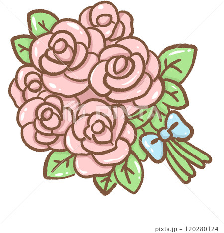 a bouquet of pink roses Hand drawn illustration Valentines day style pastel color isolated on transparent background, perfect for valentines day gifts, nursery decorations 120280124
