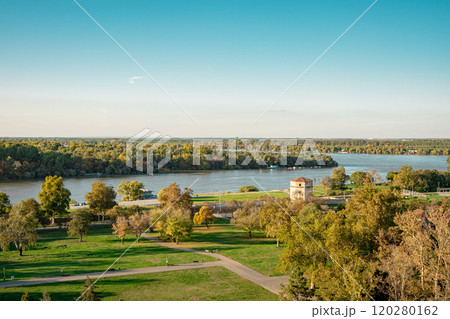 beautiful view of the city landscape during sunset. High quality photo 120280162