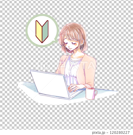 一位操作個人電腦的女士 Smile Beginner 120280227