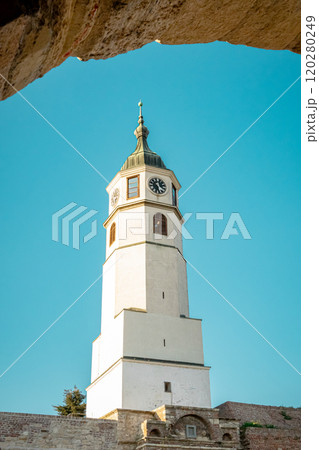 Belgrade Fortress (Kalemegdan) is a symbol of the city, with a picturesque view of the confluence of the Sava and Danube rivers. High quality photo 120280249