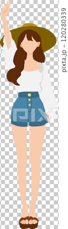 Illustration of a woman wearing summer clothes Illustration of a woman wearing summer clothes 120280339