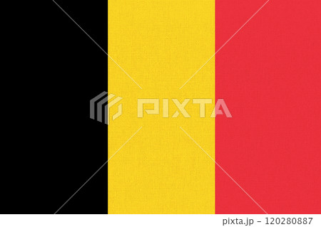 Flag of Belgium. Belgian civil flag on fabric surface. Belgian national flag 120280887
