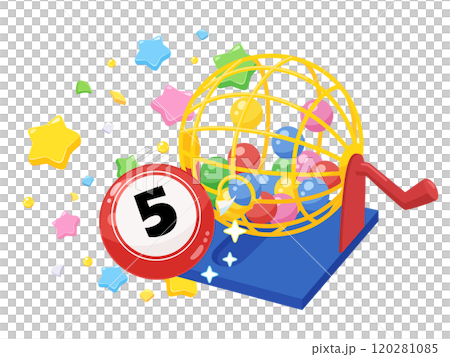 球從可愛的賓果遊戲主體中彈出的插圖 120281085