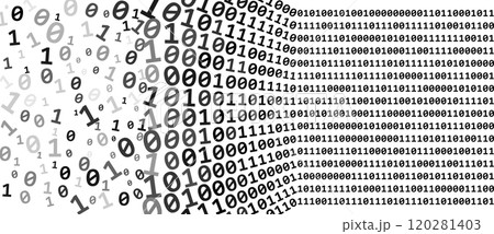 Abstract cyber background with Zero and One digits. Perspective view. Big Data and sort concept. From chaos to order digital technology. 120281403