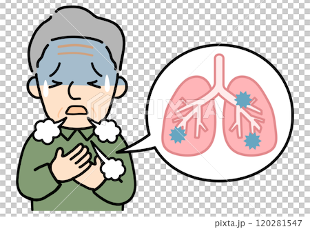 患有肺炎的老人 120281547