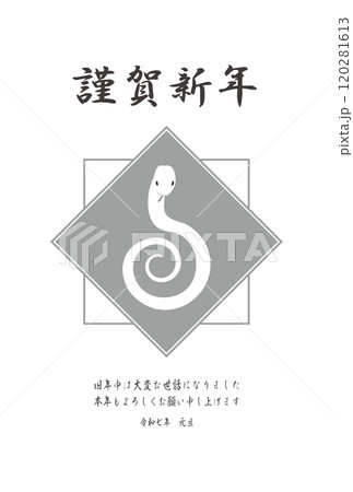 ヘビ年　年賀状はがきテンプレート　シンプル 120281613