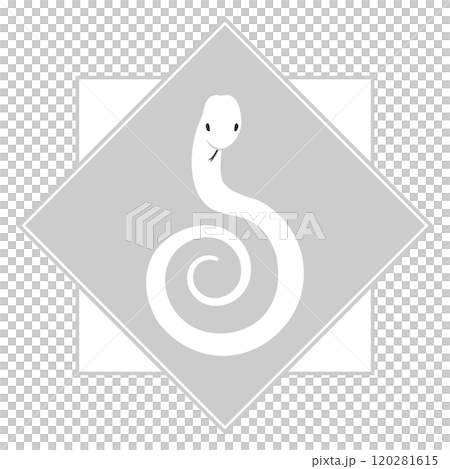 ヘビ年白の正月イラスト　シンプル　グレー 120281615