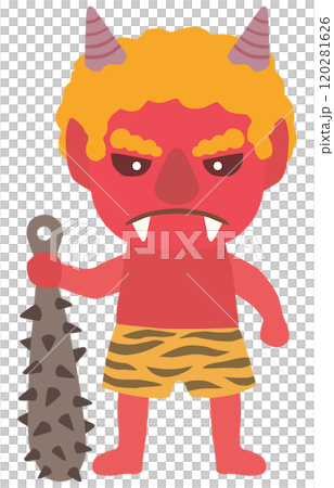 金棒を持った赤鬼のイラスト ベクター素材 120281626