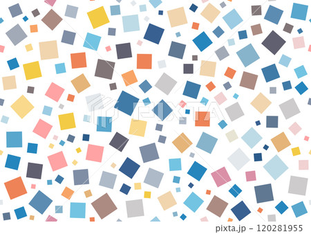 Seamless pattern of multicolored squares. Template for textures, textiles, wallpapers, banners, invitations and simple backgrounds. Layout for cover, poster, postcard, interior and decorative art 120281955